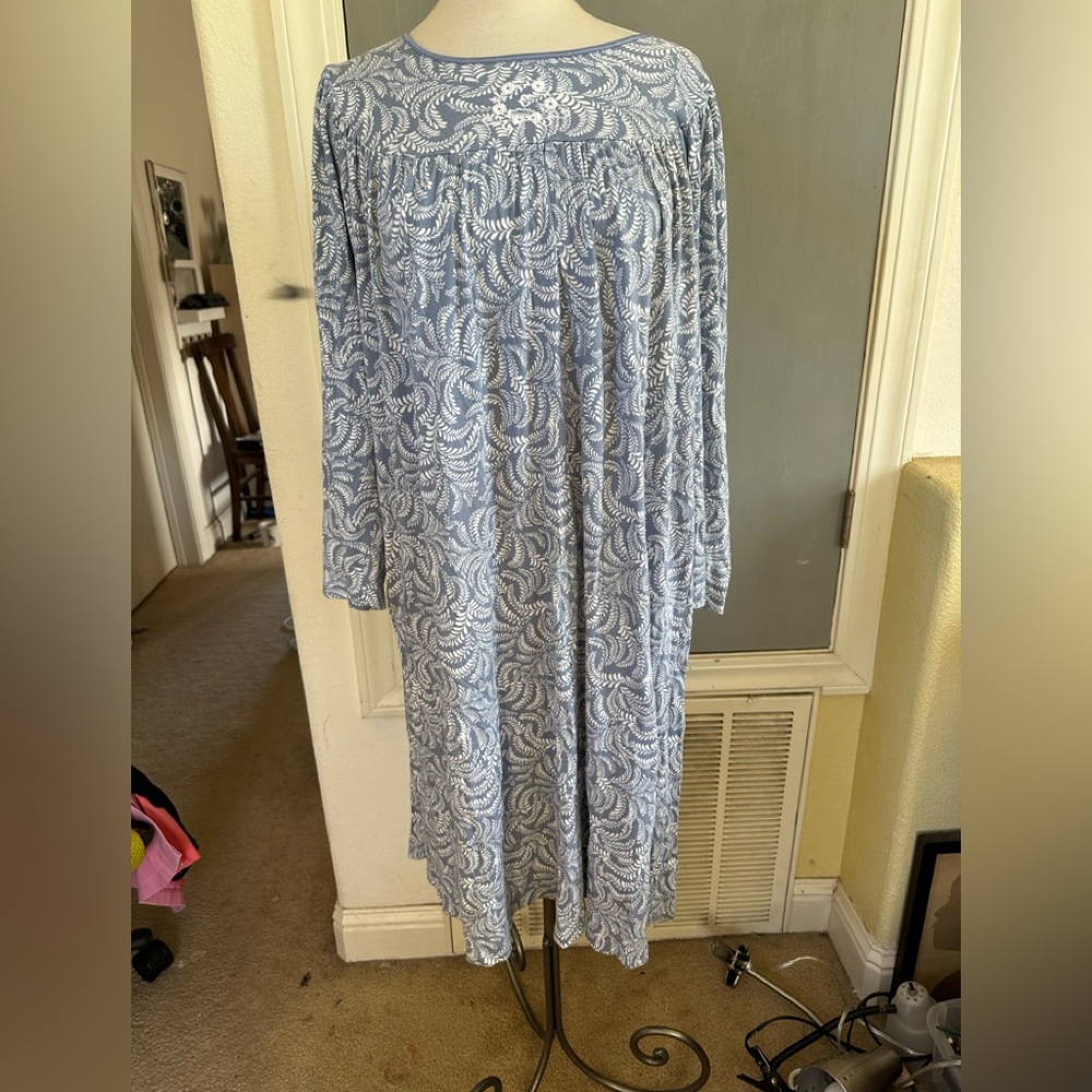 Blue Patterned Women's Pajama Dress